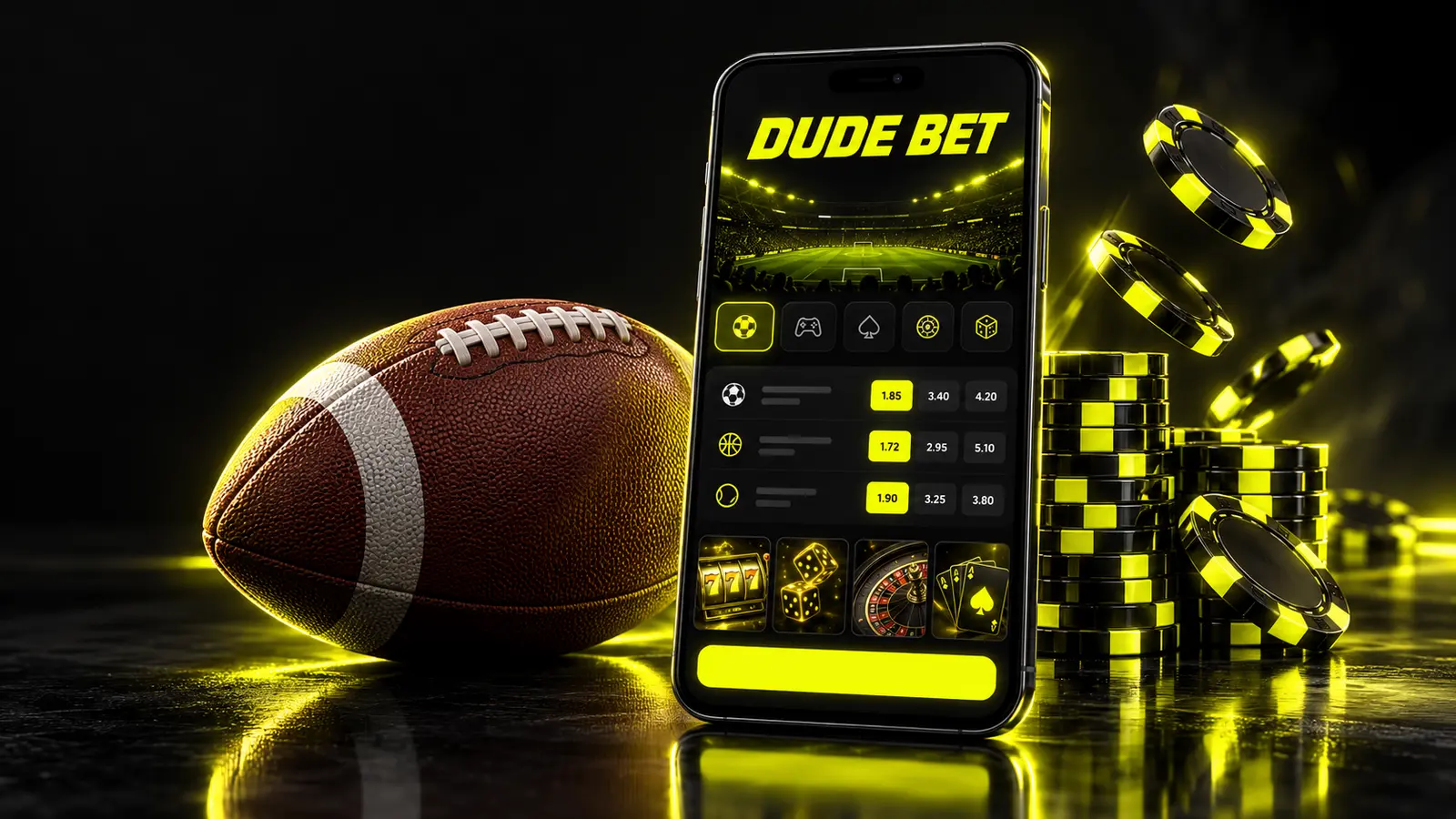 Golden trophy illustration on a casino background